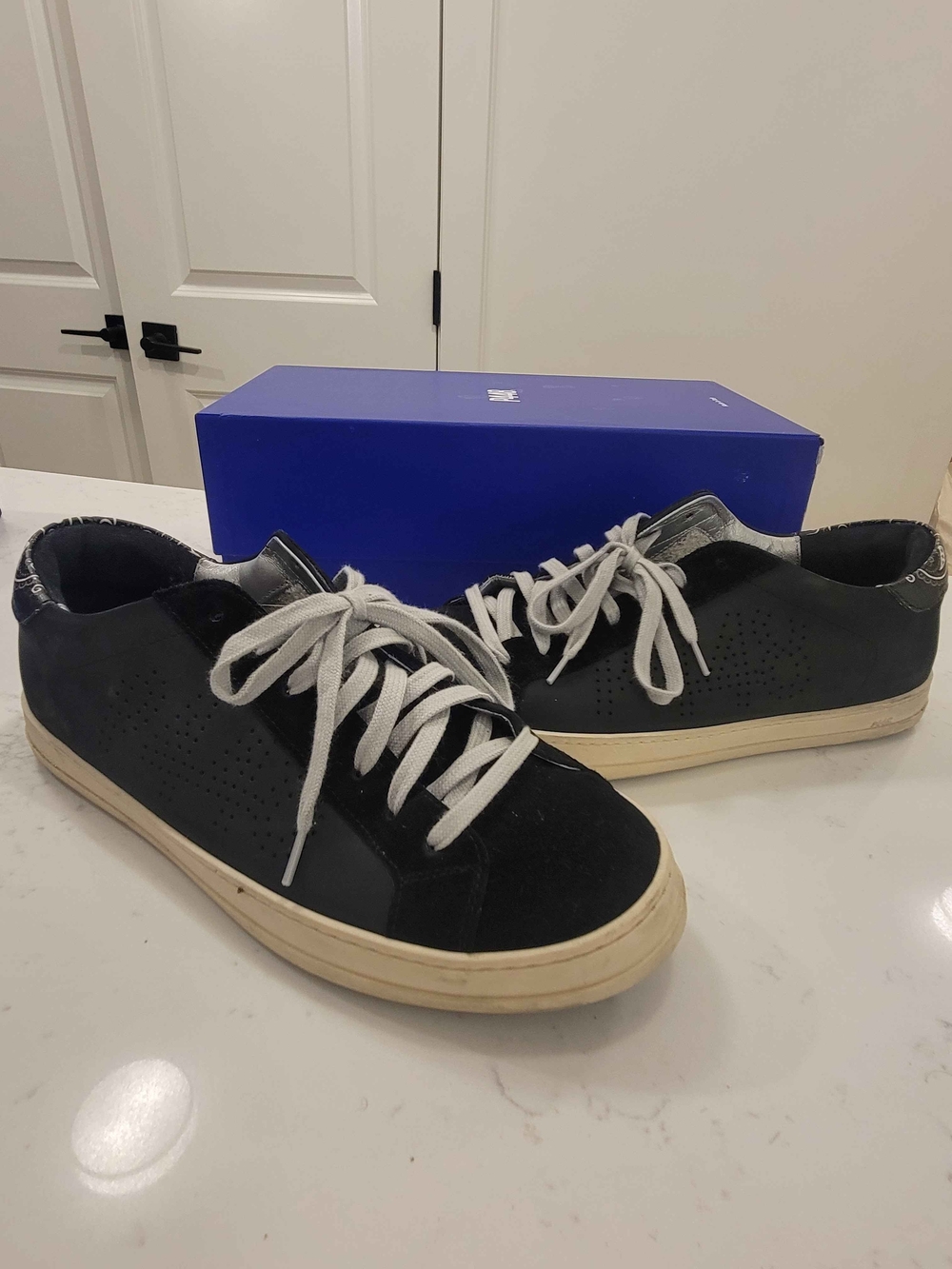 P448 Black Suede Leather Italian Sneakers